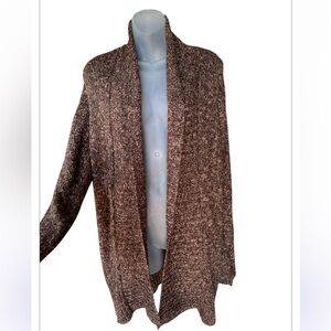 Studio works multi colored brown tweed cardigan size large